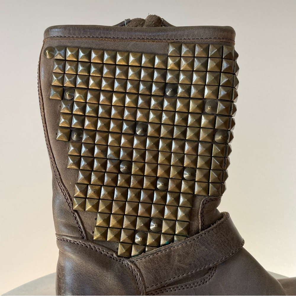 Ash Studded Engineer Moto Boot in Distressed Brown Leather, Size 6 - Picture 5 of 14